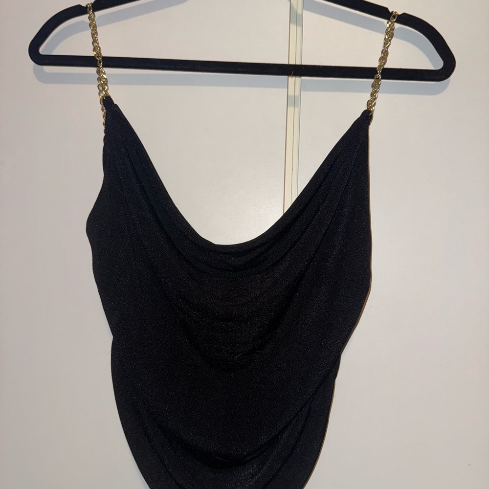 Black Draped Sleeveless Camisole